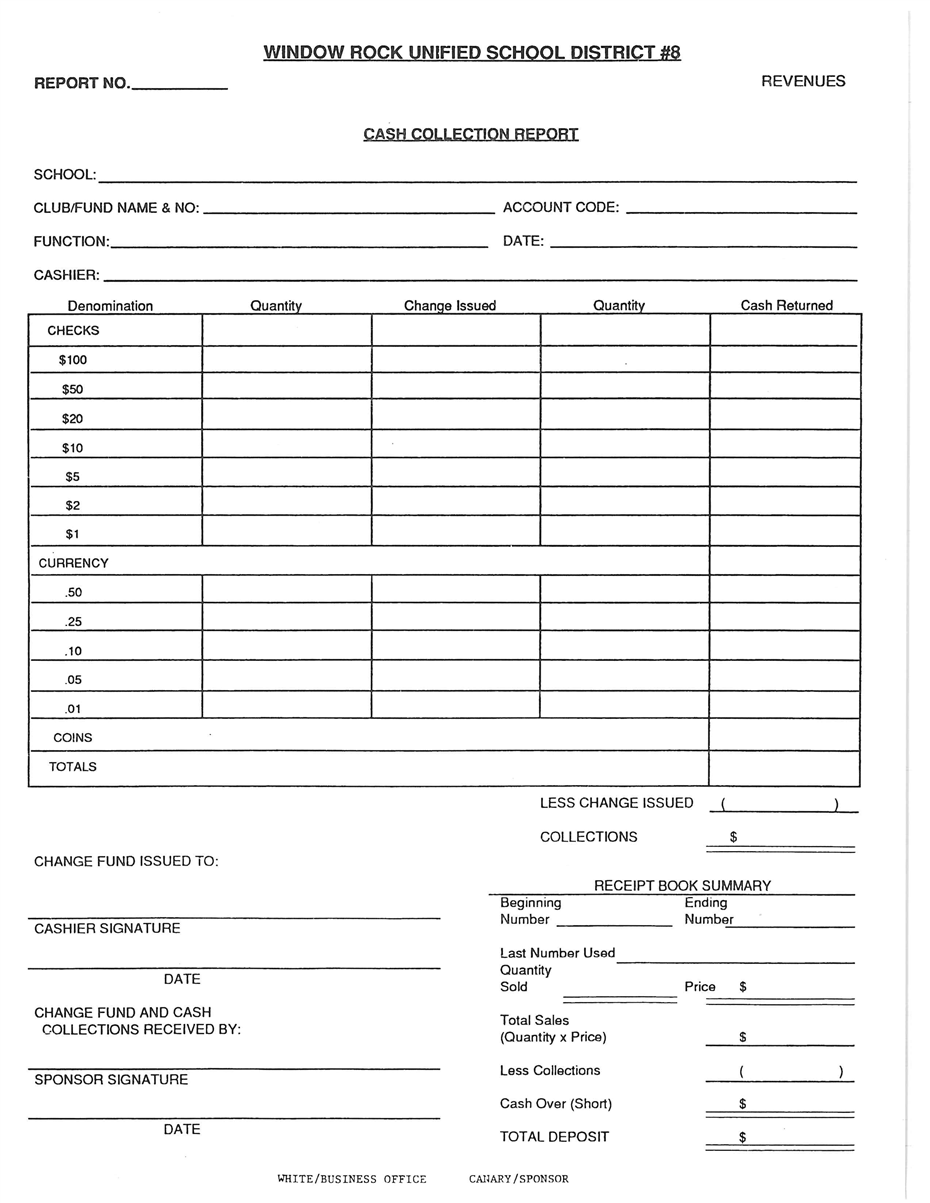 Cash Collection Report